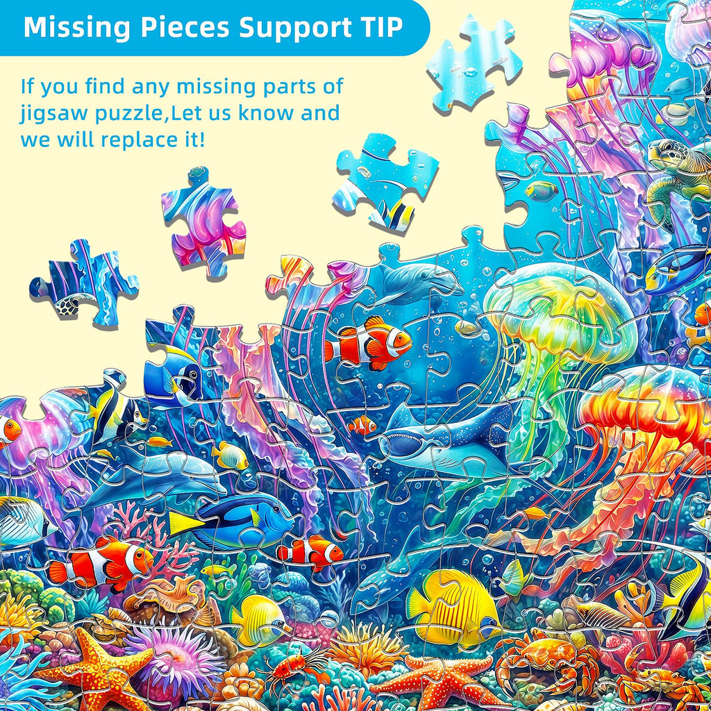 Kepovin 1000-Piece Jellyfish Puzzle for Adults – Colorful Ocean Life Jigsaw with Letter Guide