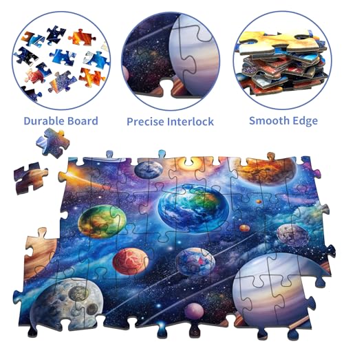 kepovin 200-Piece Solar System Jigsaw Puzzle for Kids Ages 6-8 8-10 10-12 – Educational Space Toy for Boys and Girls
