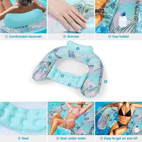 Keriday Extra Large Inflatable Pool Float Chair with Cup Holder - Palma, 34x30 Inches