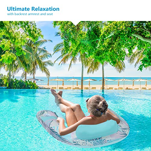 Keriday Extra Large Inflatable Pool Float Chair with Cup Holder - Palma, 34x30 Inches