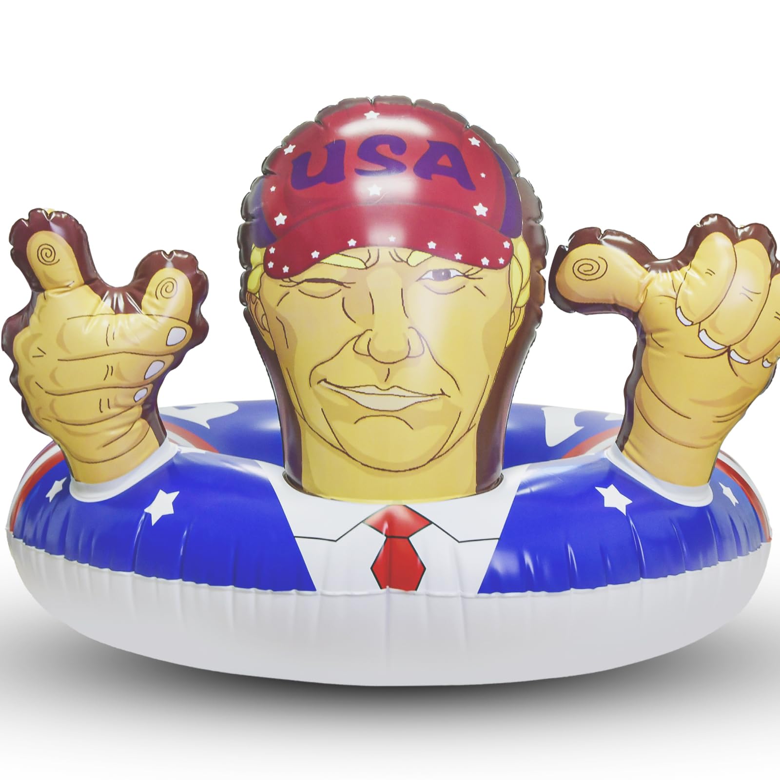 KESOCORAY Presidential Inflatable Pool Float - 36 Inch USA Flag Design with Cartoon Face Armrests