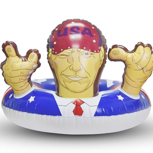 KESOCORAY Presidential Inflatable Pool Float - 36 Inch USA Flag Design with Cartoon Face Armrests