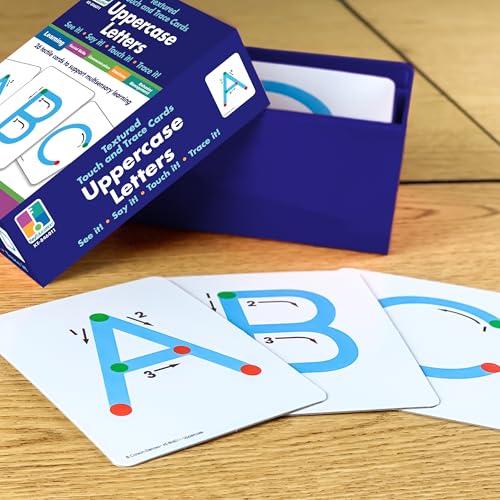 Key Education Uppercase Alphabet Tracing Flash Cards – Textured Touch and Trace for Preschool and Kindergarten