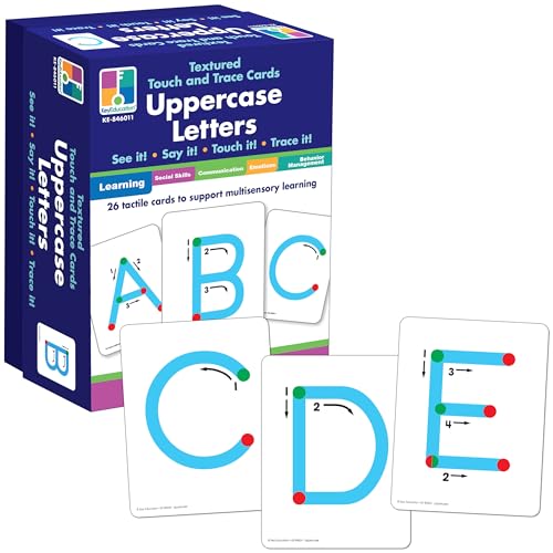 Key Education Uppercase Alphabet Tracing Flash Cards – Textured Touch and Trace for Preschool and Kindergarten