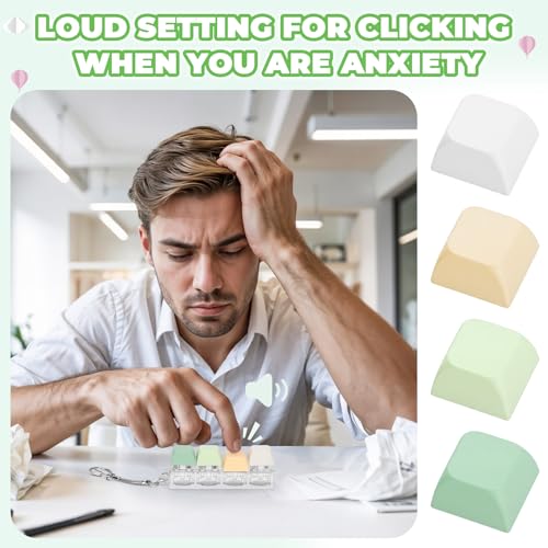 Keyboard Fidget Toy Keychain Set – Silent & Clicky Stress Relief for Adults (2 Pack, Pink & Green)