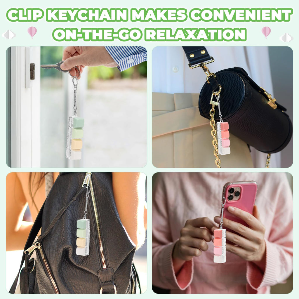 Keyboard Fidget Toy Keychain Set – Silent & Clicky Stress Relief for Adults (2 Pack, Pink & Green)