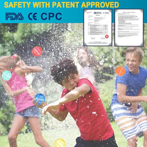 KGC 12-Pack Reusable Silicone Water Balloons – Magnet-Free Self-Sealing Splash Balls for Kids Ages 3-12, Quick Fill & Mesh Bag Included