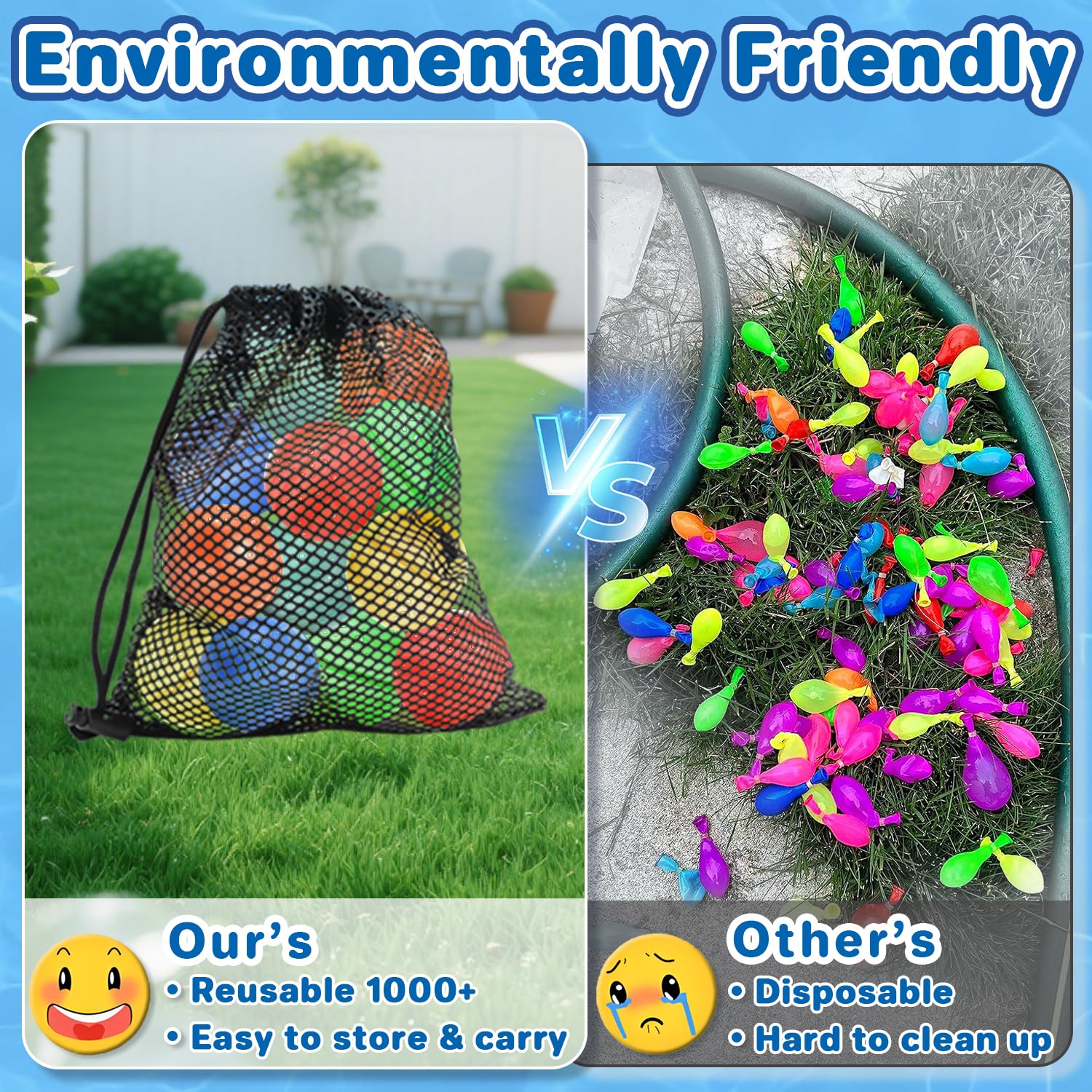 KGC 12-Pack Reusable Water Balloons – Magnet-Free Silicone Splash Balls for Kids