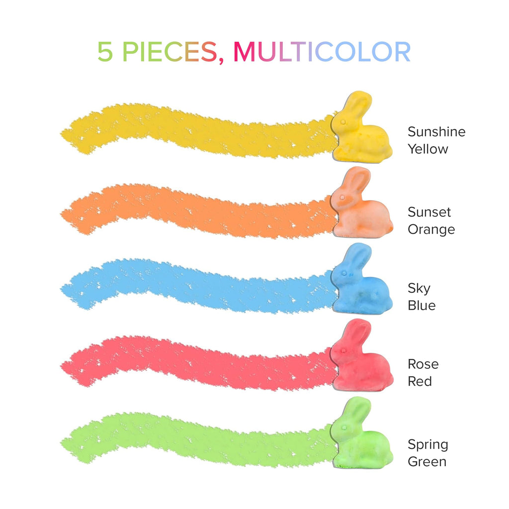 Kid Made Modern Bunny Sidewalk Chalk Set – 5 Washable Multicolor Chalks for Kids Ages 3+