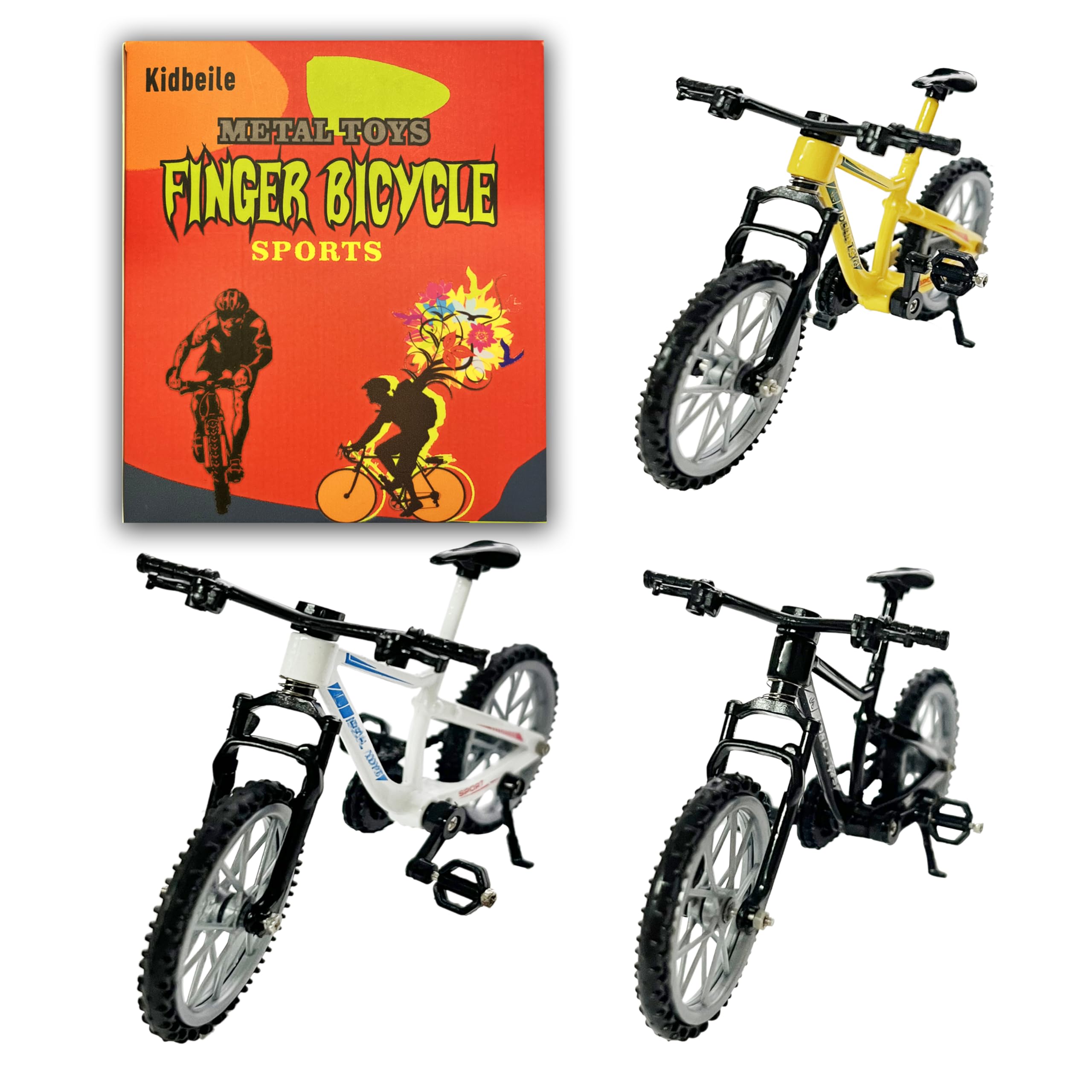 Kidbeile 3-Pack Metal Mini BMX Finger Bikes – 1:18 Scale, Disassemblable, Display Ready