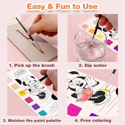 Kidcraft Paint with Water Coloring Books for Kids - 2 Pack, Mess-Free Watercolor Kit, Travel Activity for Ages 4-12