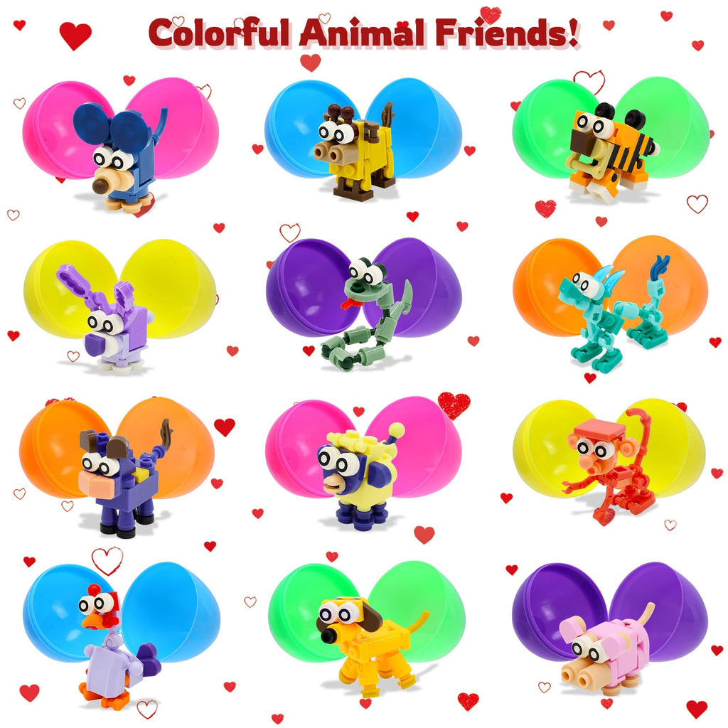 Kiddelo 12-Pack Prefilled Easter Eggs with Zodiac Animal Building Blocks – Fun Egg Hunt Surprises