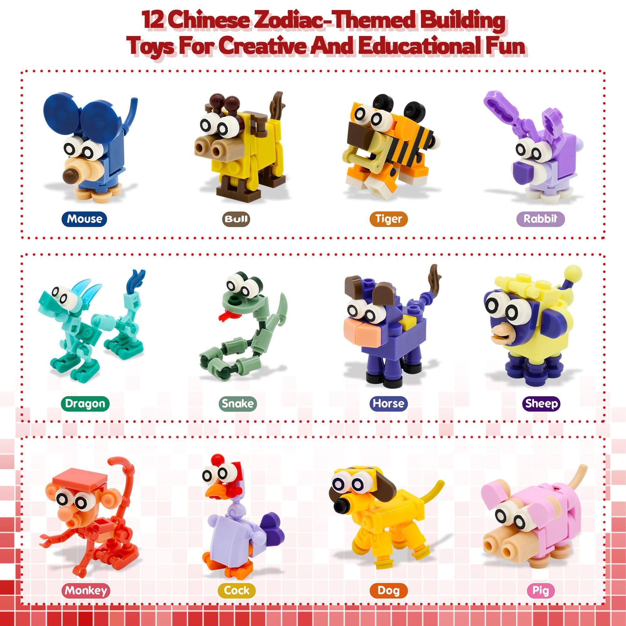 Kiddelo 12-Pack Prefilled Easter Eggs with Zodiac Animal Building Blocks – Fun Egg Hunt Surprises