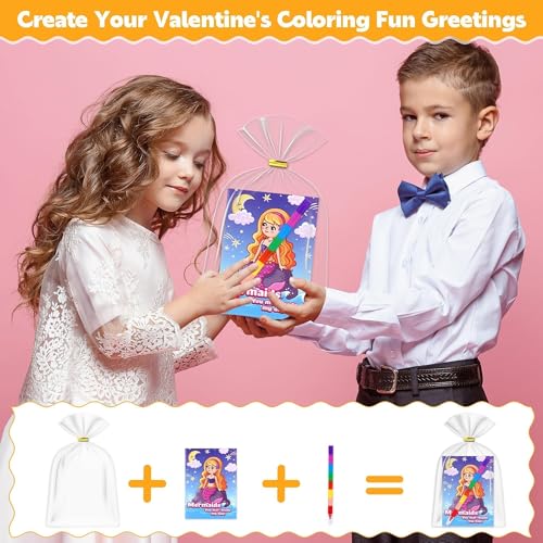 Kiddelo 28 Pack Valentine’s Day Gifts for Kids Classroom Exchange – Mini Coloring Books with Crayons, Non Candy Party Favors