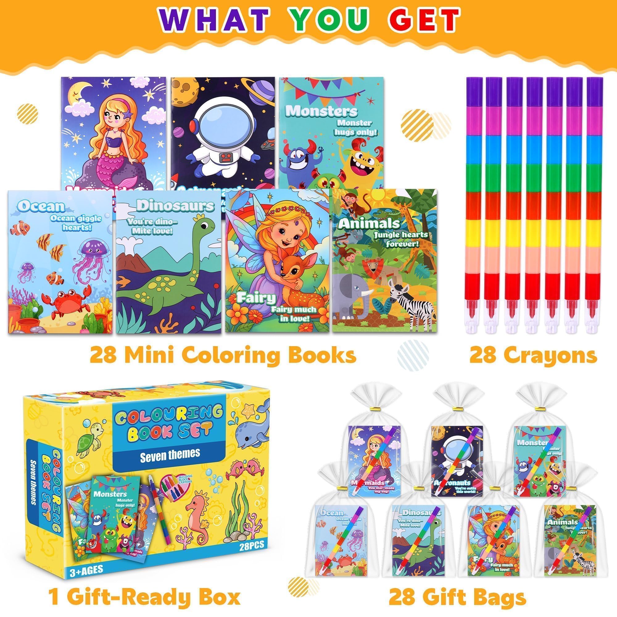 Kiddelo 28 Pack Valentine’s Day Gifts for Kids Classroom Exchange – Mini Coloring Books with Crayons, Non Candy Party Favors