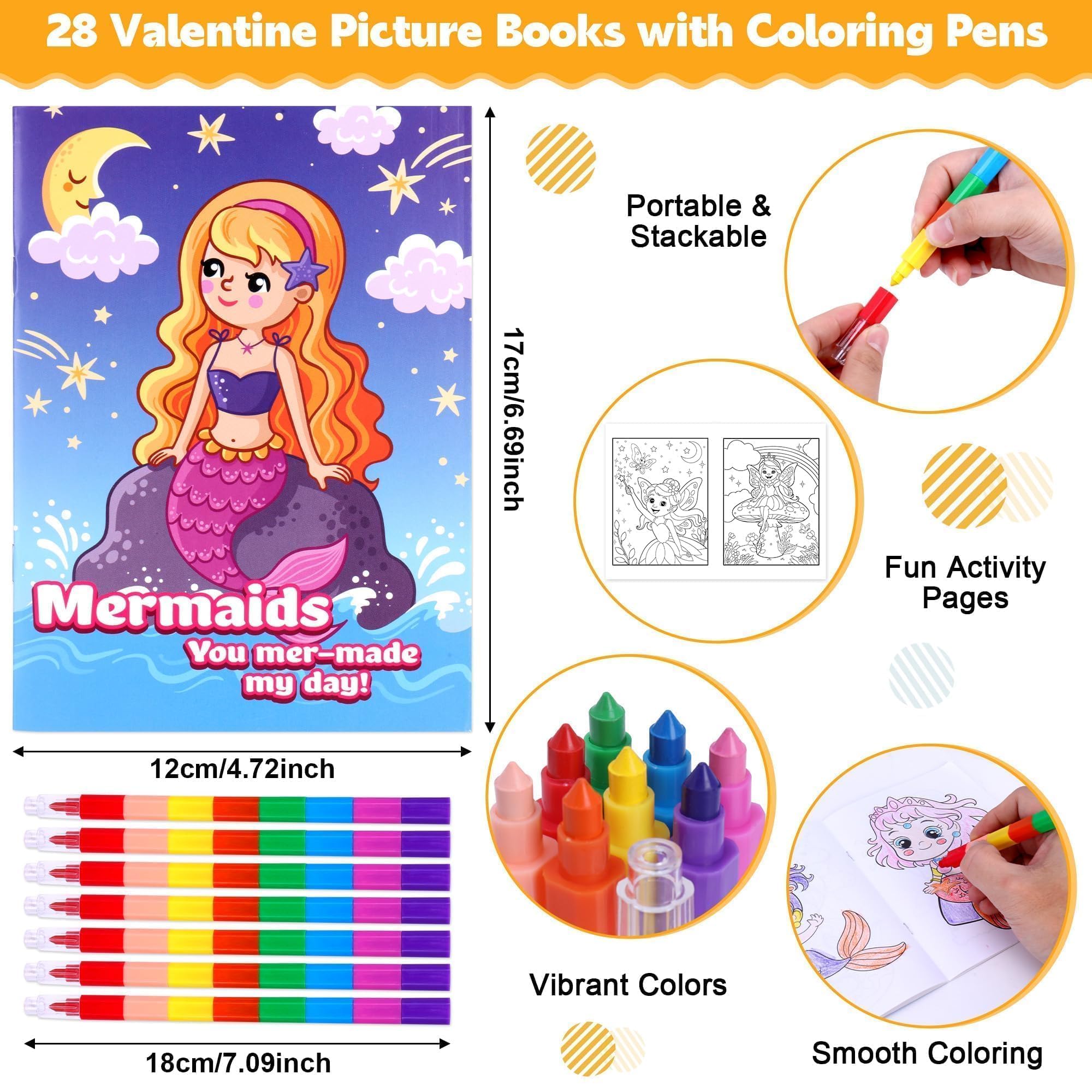 Kiddelo 28 Pack Valentine’s Day Gifts for Kids Classroom Exchange – Mini Coloring Books with Crayons, Non Candy Party Favors