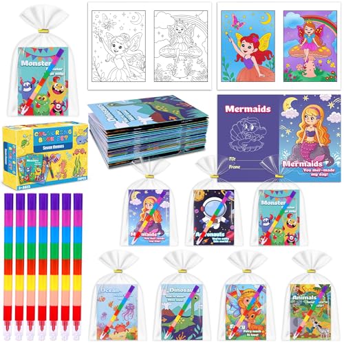 Kiddelo 28 Pack Valentine’s Day Gifts for Kids Classroom Exchange – Mini Coloring Books with Crayons, Non Candy Party Favors