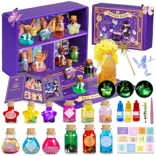 KIDDYCOLOR Magic Potion Kit for Kids – 36-Piece Craft Set with 12 Bottles, Powders, Glitter & More