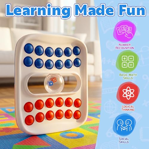 Kiditos Pop Math Game: Addition & Subtraction Learning Toy with Built-in Dice for Ages 4-8