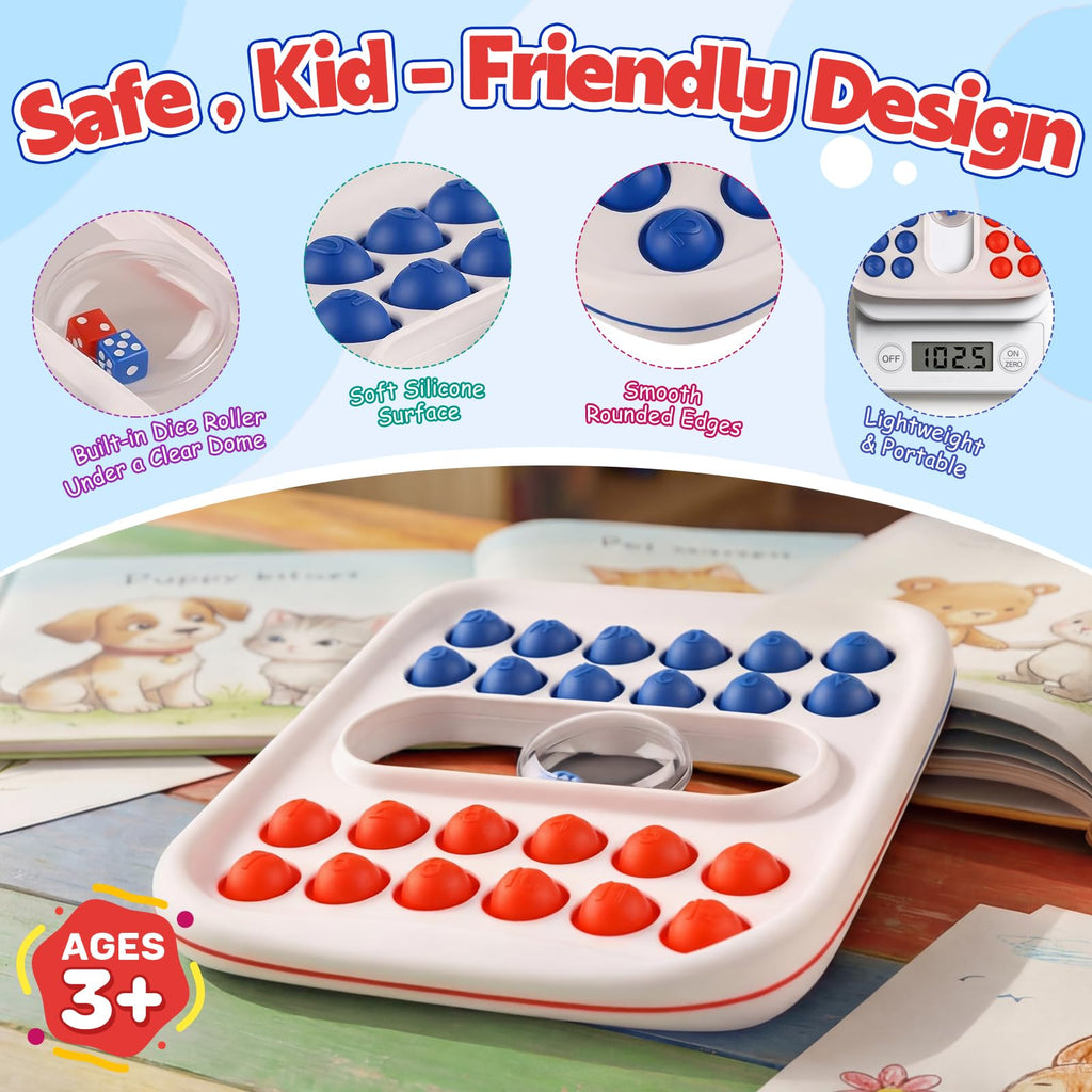 Kiditos Pop Math Game: Addition & Subtraction Learning Toy with Built-in Dice for Ages 4-8