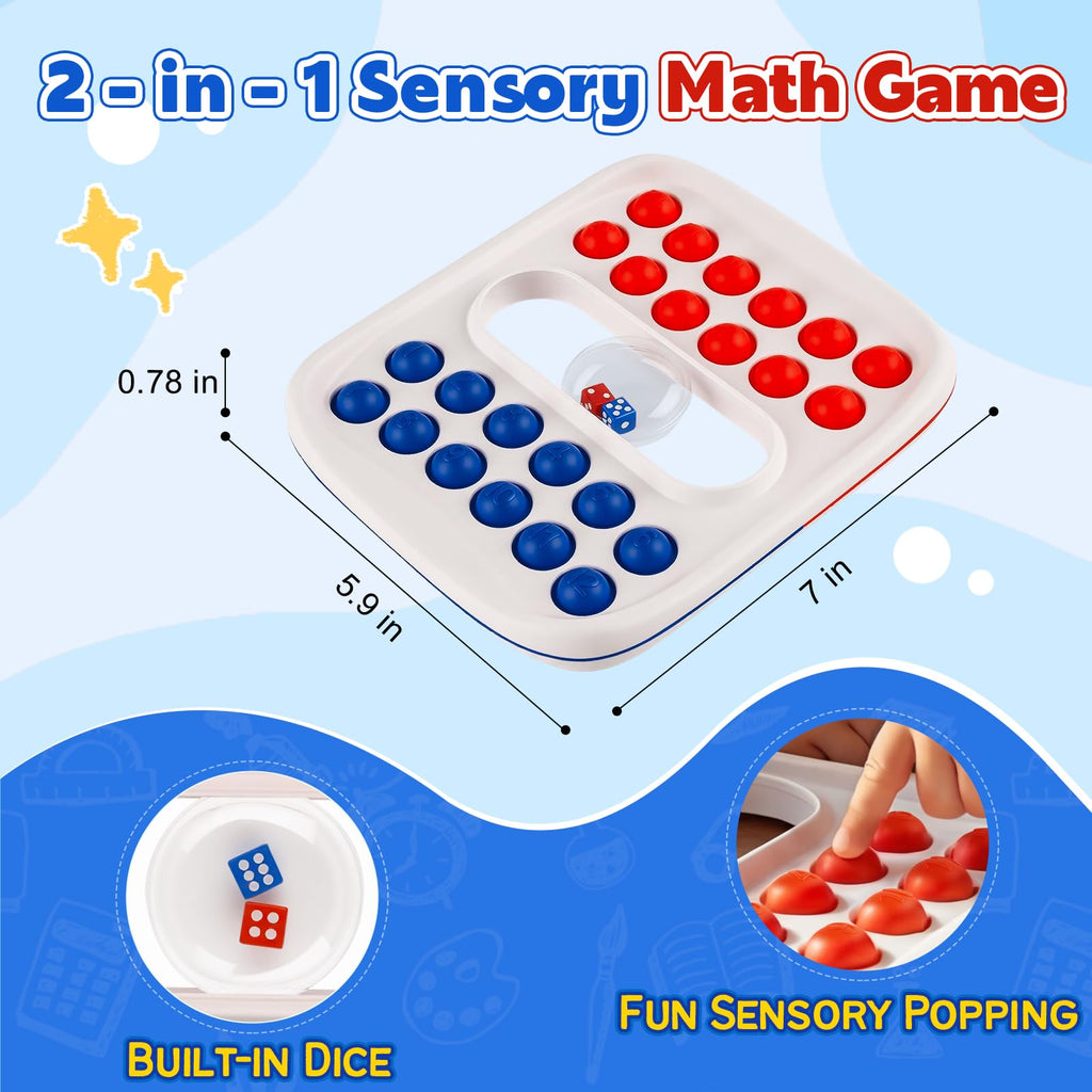Kiditos Pop Math Game: Addition & Subtraction Learning Toy with Built-in Dice for Ages 4-8