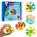 Kiditos Suction Cup Spinner Toys, 4 Pack - Sensory Fidget Toys for Toddlers and Kids, Screen-Free Stick and Spin Toy for Travel, Bath, Car, and Desk