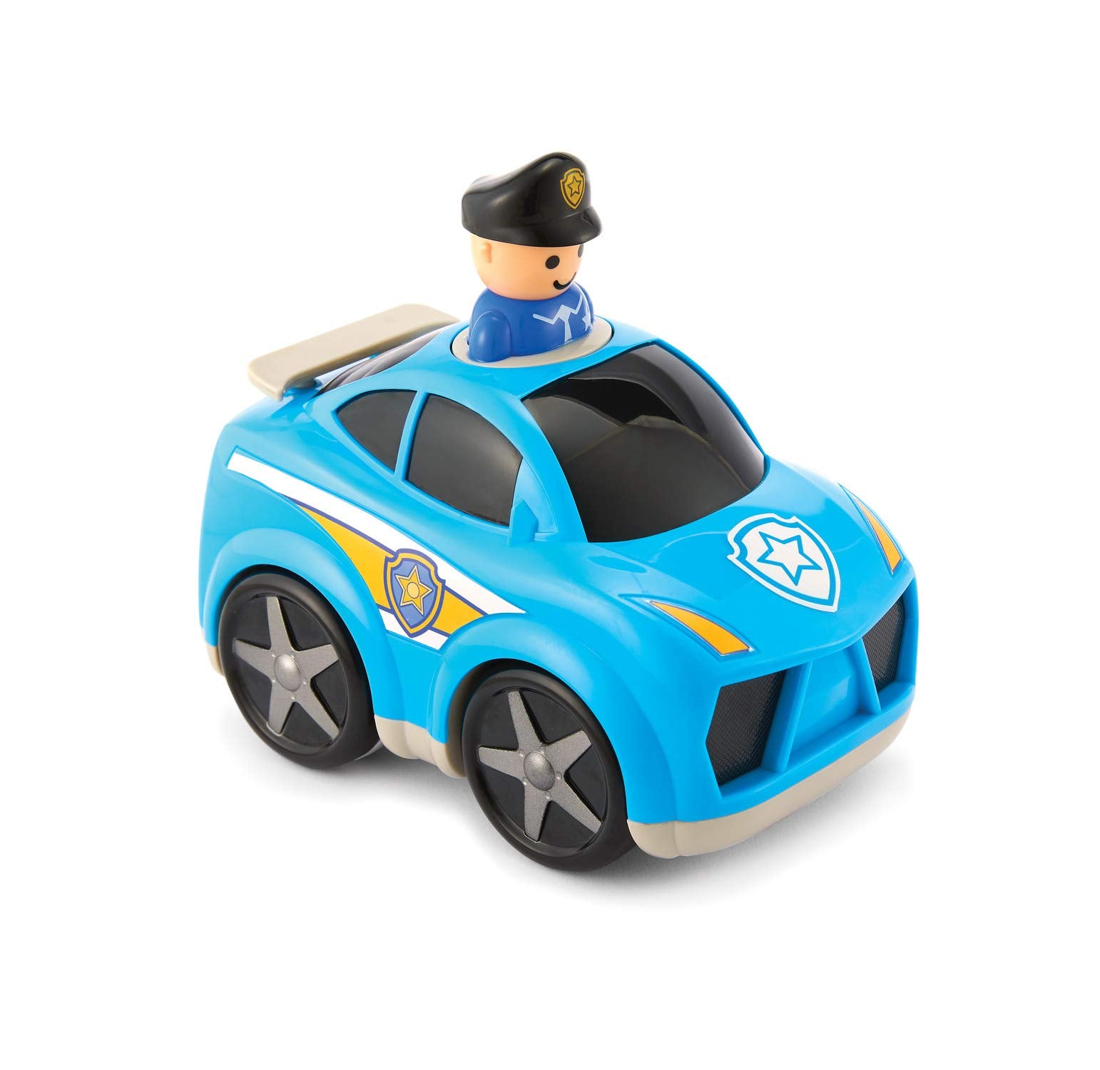 Kidoozie Press ‘n Zoom Police Car – No-Battery Toddler Push Vehicle with Moving Spoiler