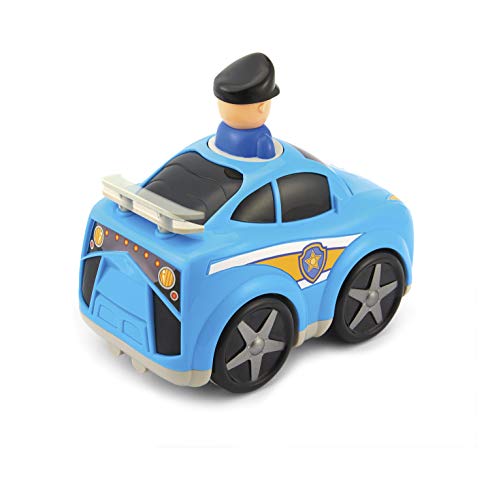 Kidoozie Press ‘n Zoom Police Car – No-Battery Toddler Push Vehicle with Moving Spoiler
