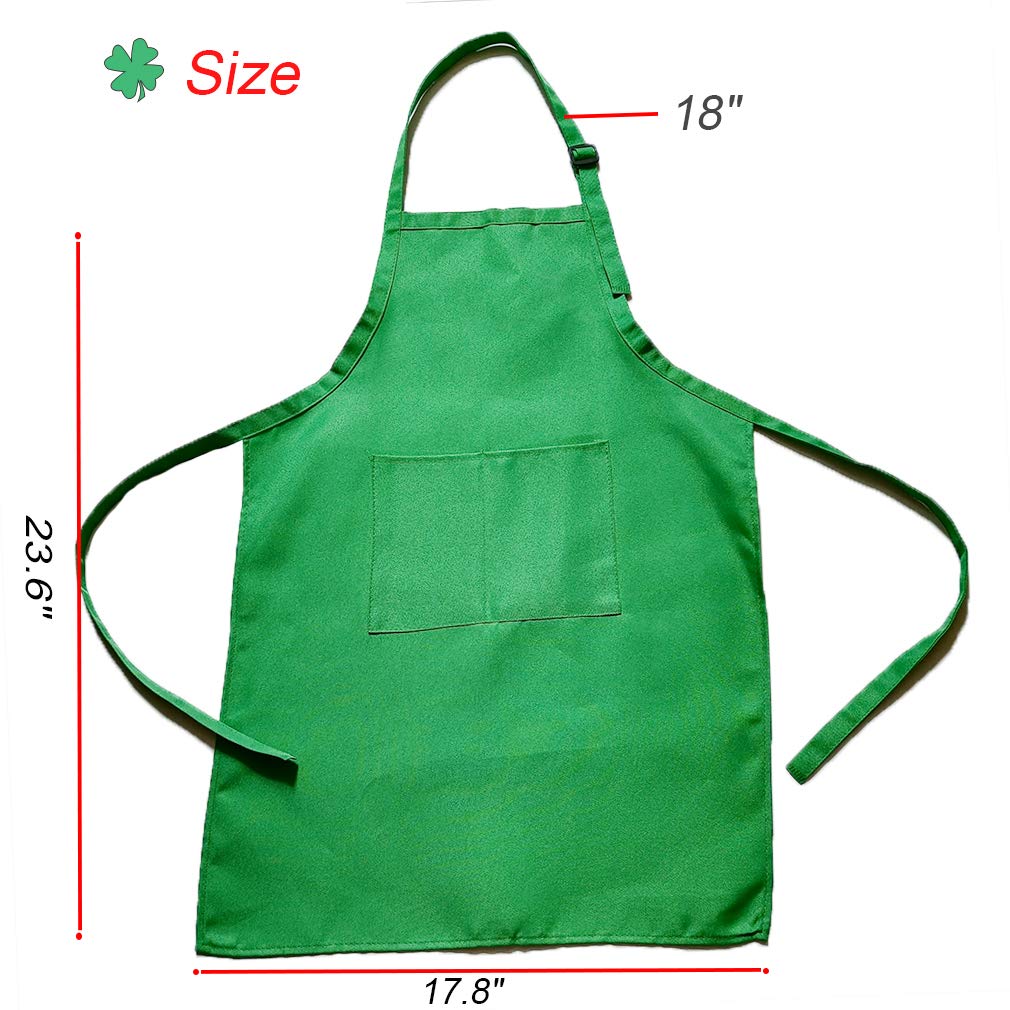 Kids Apron and Chef Hat Set - 2 Pack Green & Red for Cooking, Painting, Baking Ages 5-12