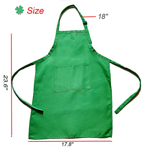 Kids Apron and Chef Hat Set - 2 Pack Green & Red for Cooking, Painting, Baking Ages 5-12
