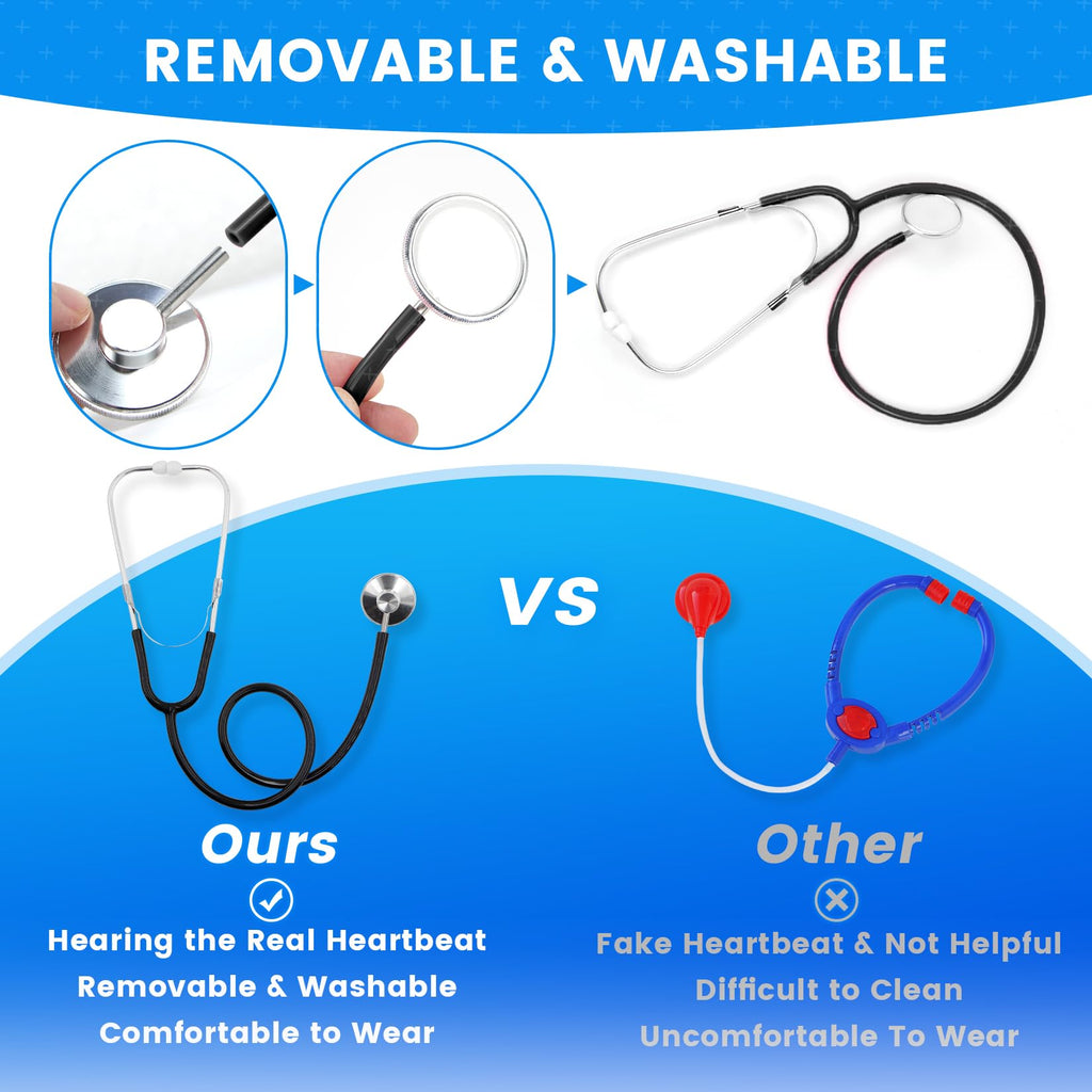Kids Doctor Coat Set with Stethoscope - 4-Piece Role Play Costume for Boys and Girls Ages 3-12