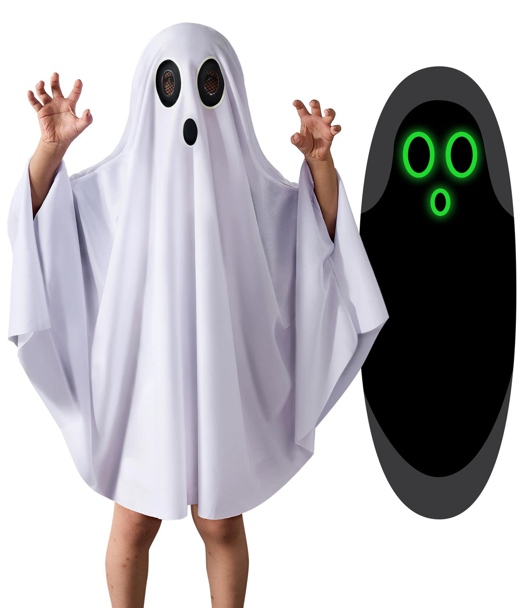 Kids Ghost Costume – Glow-in-the-Dark Unisex Halloween Cape (THDZS)