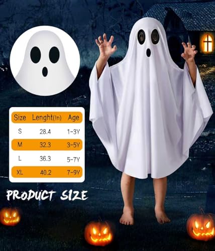 Kids Ghost Costume – Glow-in-the-Dark Unisex Halloween Cape (THDZS)
