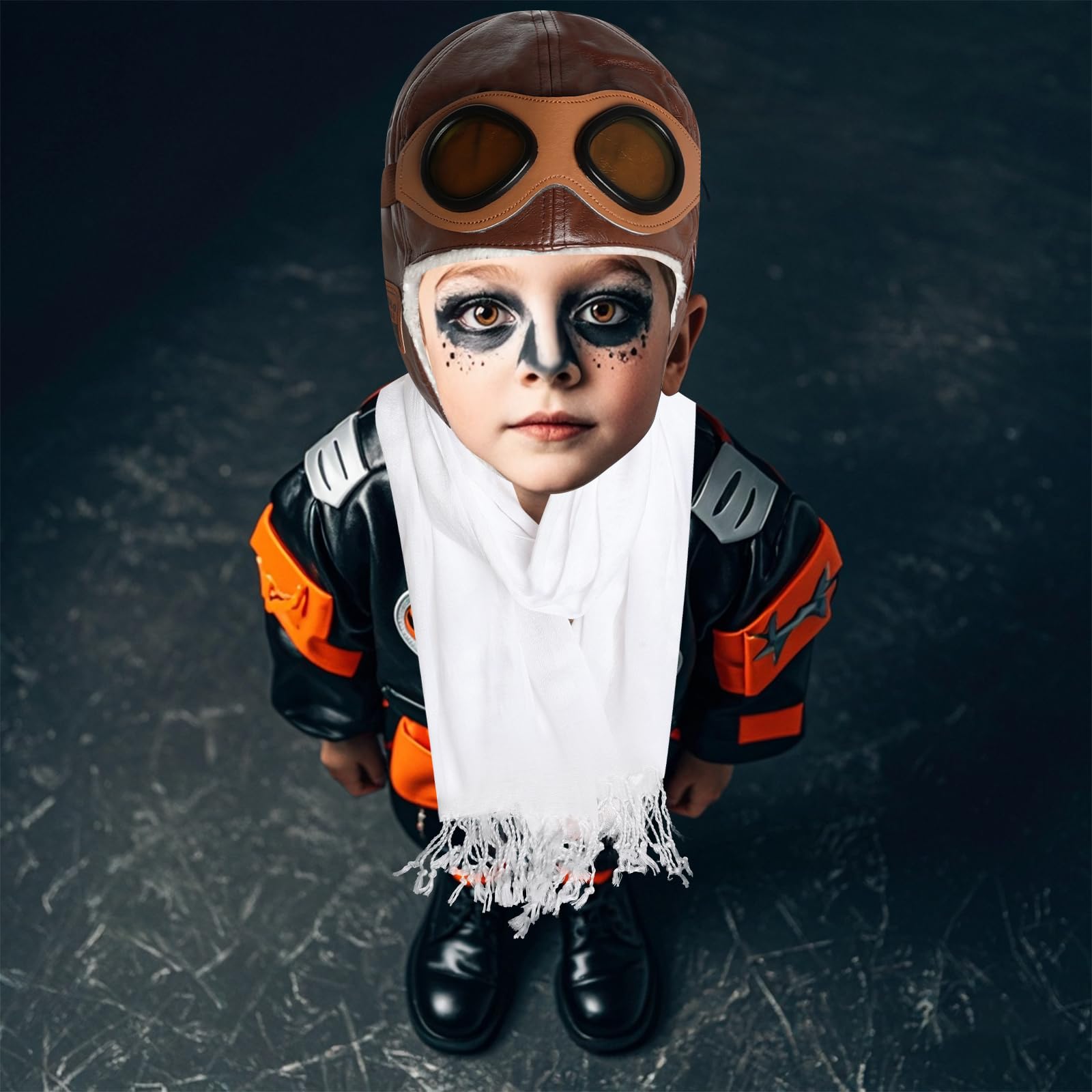 Kids Pilot Aviator Costume Set – Hat with Goggles and White Cotton Scarf by Pistha
