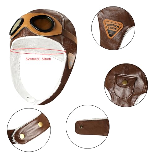 Kids Pilot Aviator Costume Set – Hat with Goggles and White Cotton Scarf by Pistha
