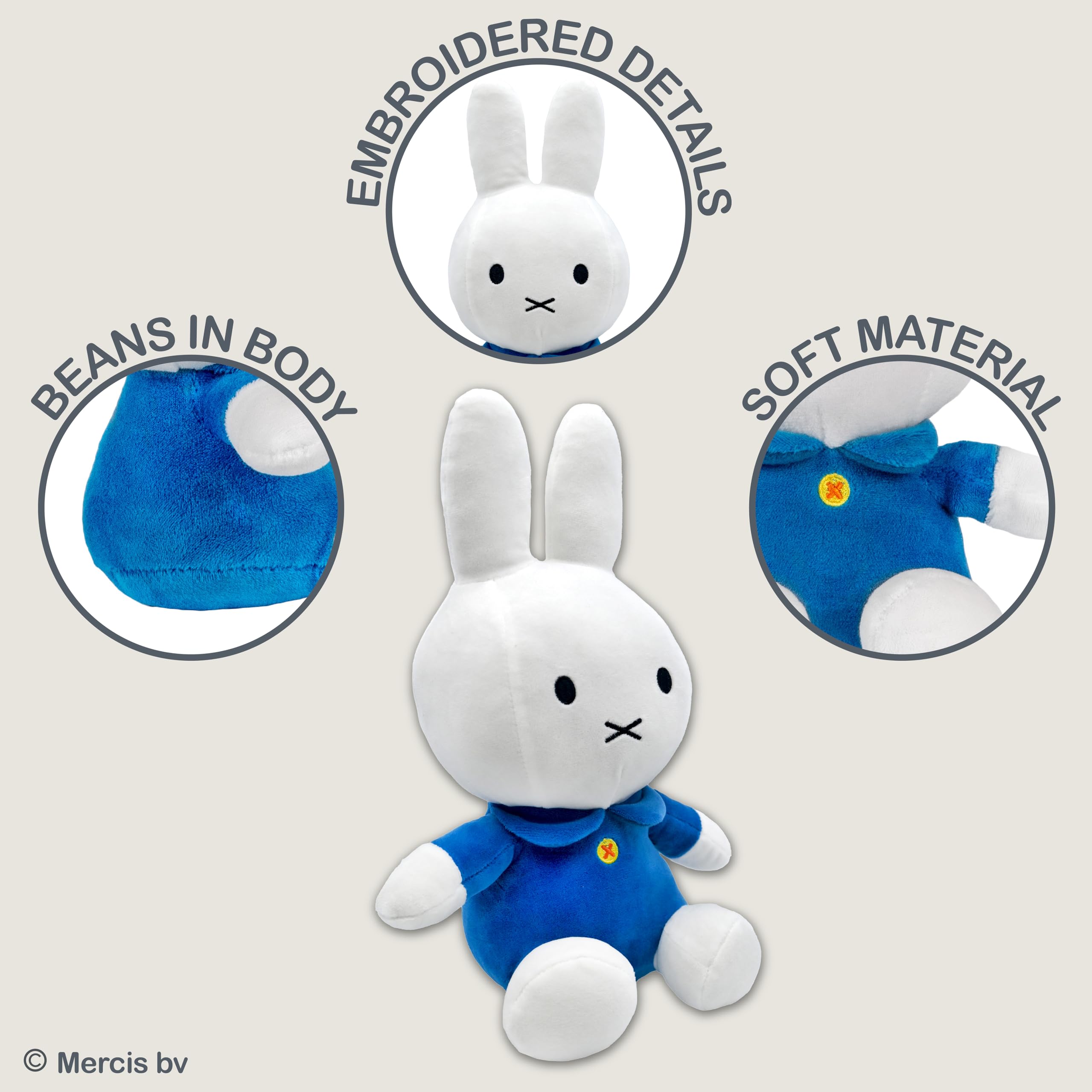 Kids Preferred Miffy Plush Toy (8 inch) – Soft Boa Bunny Stuffed Animal in Blue Dress