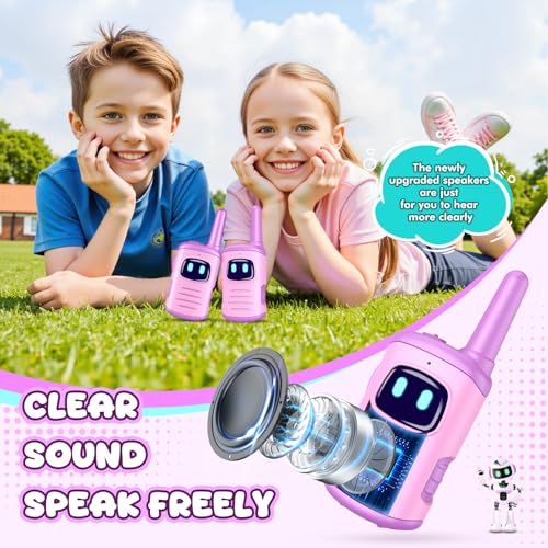 Kids Walkie Talkies 2 Pack for Girls - Mini Lightweight Walkie Talkies Toy for Ages 3-8, Purple, 1000ft Range, Easy to Use