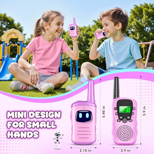 Kids Walkie Talkies 2 Pack for Girls - Mini Lightweight Walkie Talkies Toy for Ages 3-8, Purple, 1000ft Range, Easy to Use