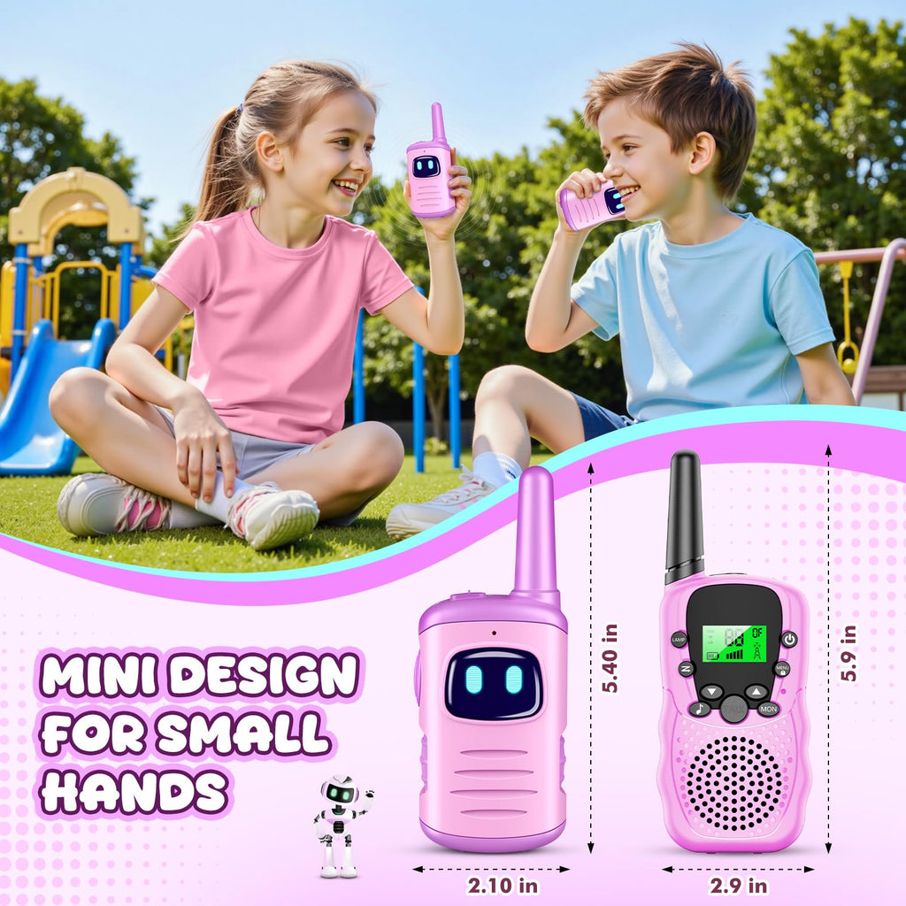 Kids Walkie Talkies 2 Pack for Girls - Mini Lightweight Walkie Talkies Toy for Ages 3-8, Purple, 1000ft Range, Easy to Use