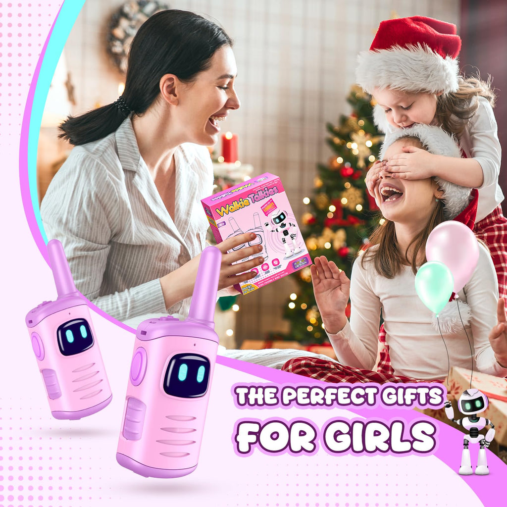 Kids Walkie Talkies 2 Pack for Girls - Mini Lightweight Walkie Talkies Toy for Ages 3-8, Purple, 1000ft Range, Easy to Use