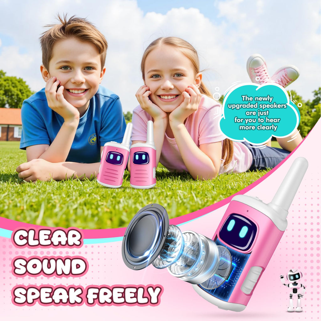 Kids Walkie Talkies for Girls - Pink Mini 2 Pack, 1000ft Range, Simple Push-to-Talk for Ages 3-8