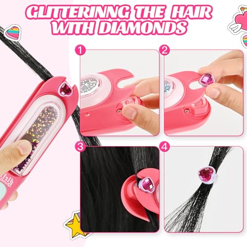 kidzkube Hair Gem Stamper Kit: Reusable Bling Hair Jewels for Girls, Ages 3-12