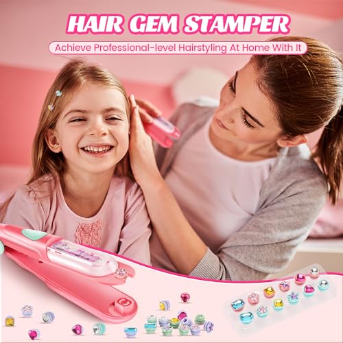 kidzkube Hair Gem Stamper Kit: Reusable Bling Hair Jewels for Girls, Ages 3-12