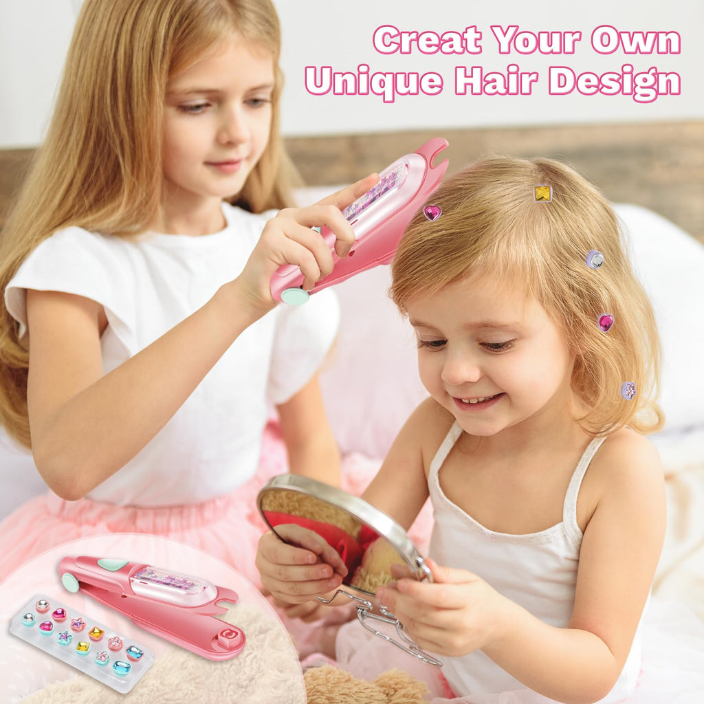 kidzkube Hair Gem Stamper Kit: Reusable Bling Hair Jewels for Girls, Ages 3-12