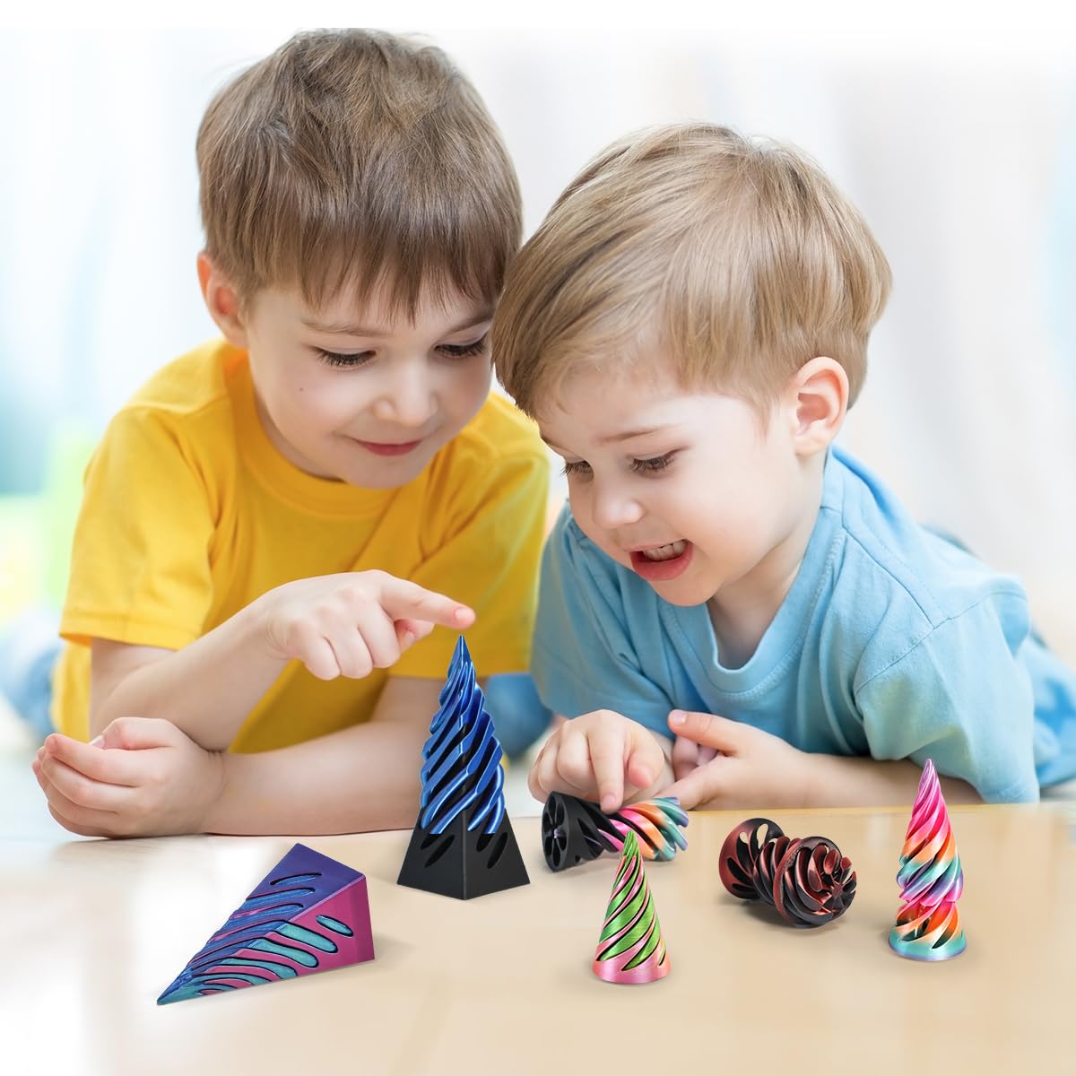 KIFOUBR 3-Pack Impossible Cone Fidget Toy - Spiral Cone 3D Printed Stress Relief Toy (Blue)