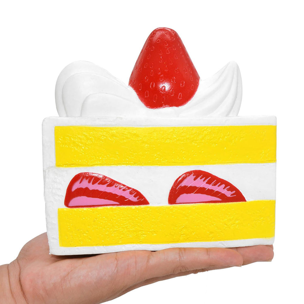 Kiibru Strawberry Shortcake Squishy - Colossal Slow Rising Scented Birthday Cake Squeeze Toy (White)