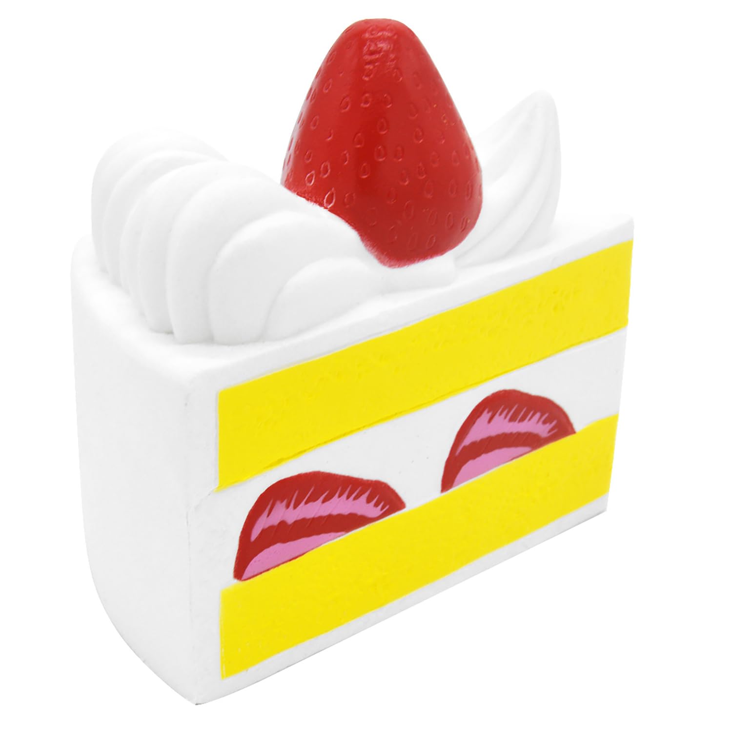 Kiibru Strawberry Shortcake Squishy - Colossal Slow Rising Scented Birthday Cake Squeeze Toy (White)