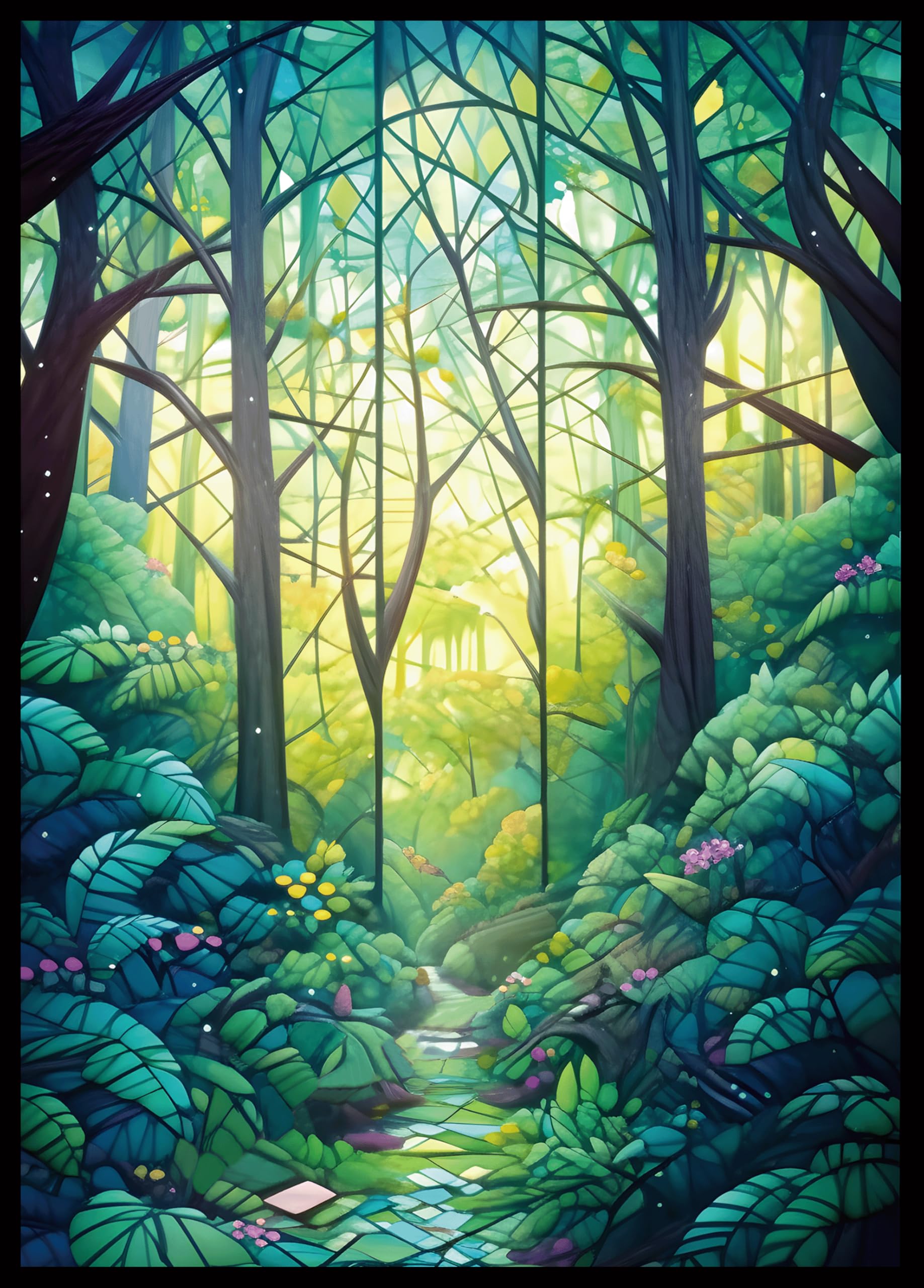 Kiiransr Forest Magic The Gathering Card Sleeves - 100 Standard Size Matte Art Sleeves with Ultra Clear Front