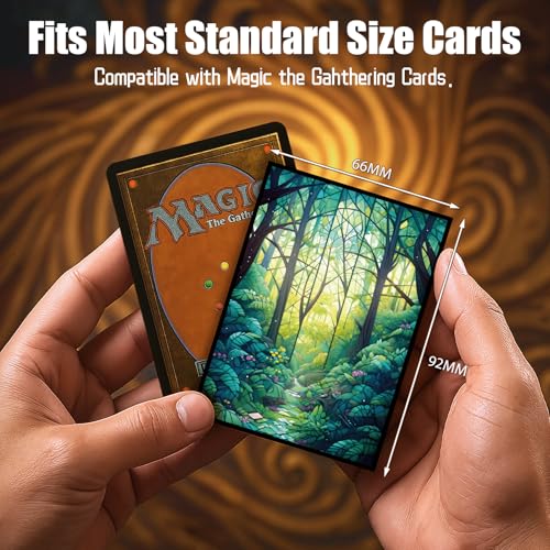 Kiiransr Forest Magic The Gathering Card Sleeves - 100 Standard Size Matte Art Sleeves with Ultra Clear Front