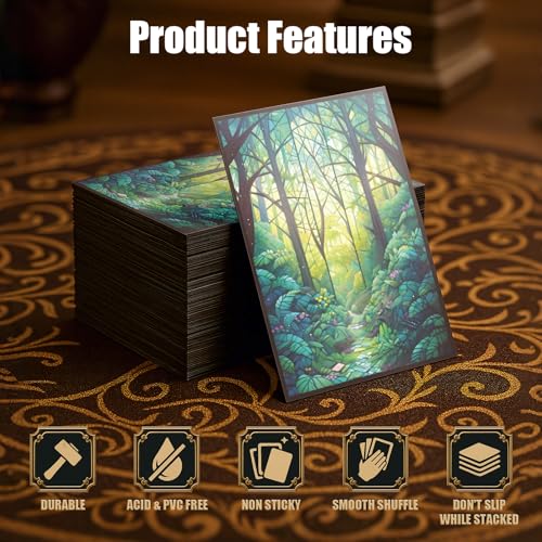Kiiransr Forest Magic The Gathering Card Sleeves - 100 Standard Size Matte Art Sleeves with Ultra Clear Front